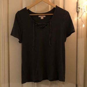 Grey tie up front t-shirt